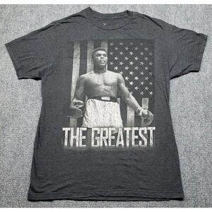 Ali T-Shirt Mens M Dark Gray The Greatest Print Short Sleeve Crew Neck Pullover